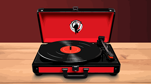 vinyl record player, NBA team logo, vector, black red