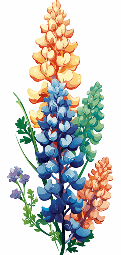 2d colorful single bluebonnet black outline transparent background vector