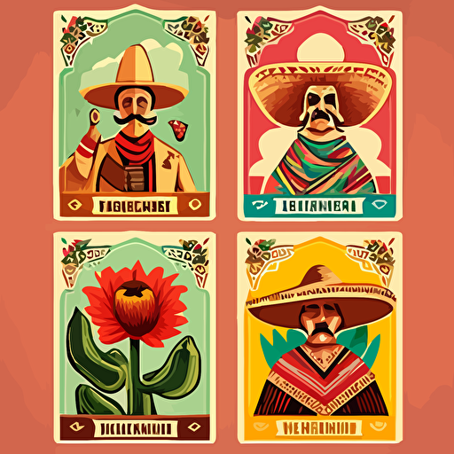 mexican loteria cards vectorial style