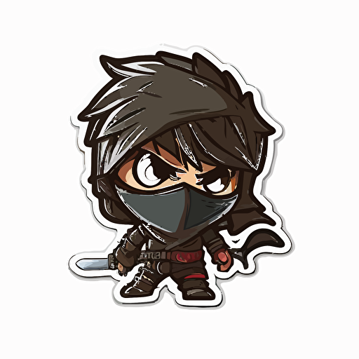 ninja, sticker, vector, white background, anime style