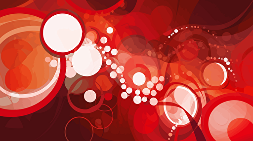 A vibrant red and white abstract background with overlapping circles and swirls representing the interconnectedness of emotions, digital artwork, using Adobe Illustrator with a focus on vector shapes and gradients,
