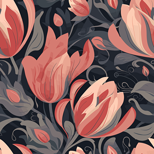 close up tulip, floral pattern, vector style