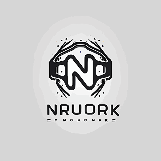 neuroVR logo, "N" lettermark with an abstract VR set frame. simple two colors vector logo white background