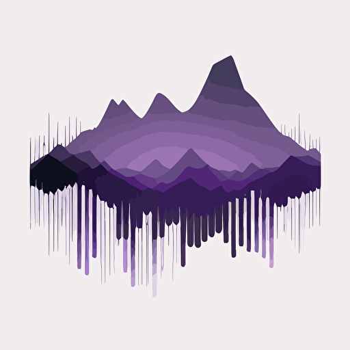 flat vector logo of mountine mixed with Frequency audio waveform, purple pallet, simple minimal,