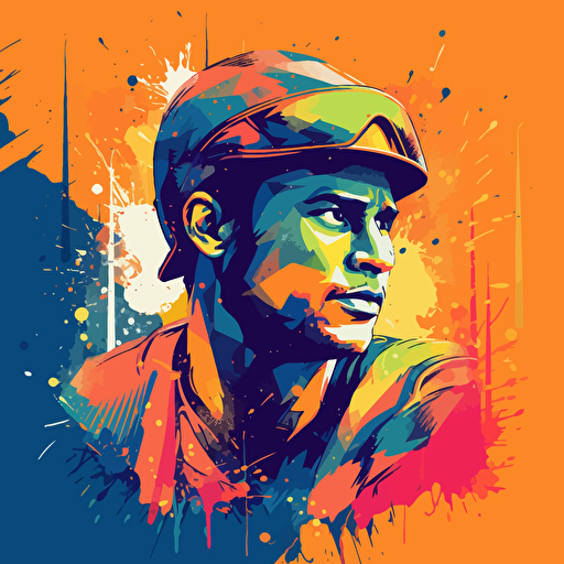 vector illustration of one baseball player in vivid colors