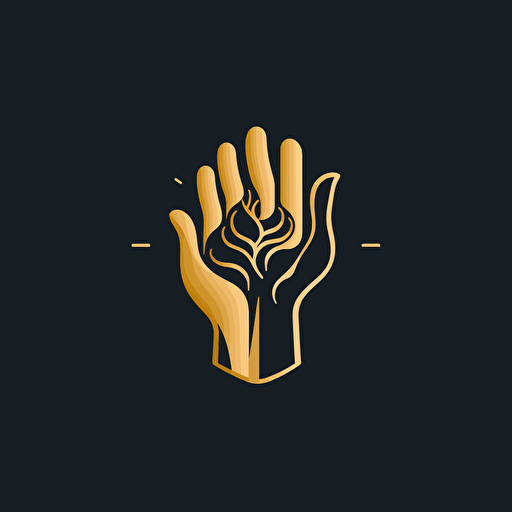 simple logo design of golden hand holding the brain, vector, flat 2d, company logo