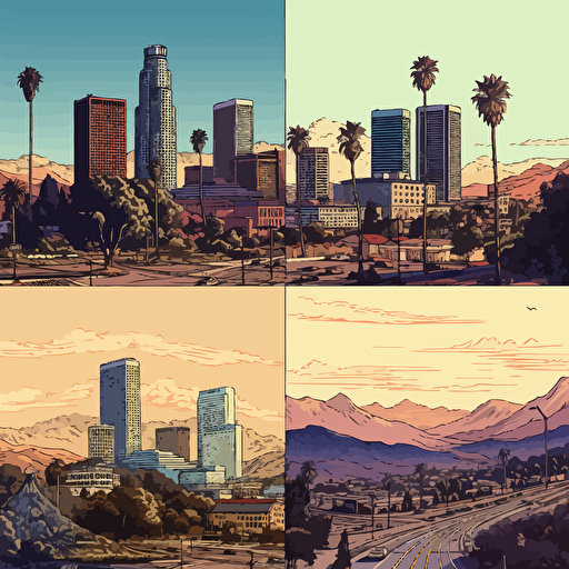 4 color vector art of los angeles