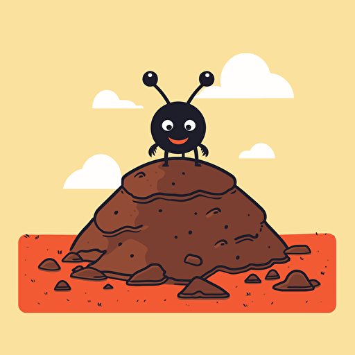 cute ant hill kawaii style, vector clipart