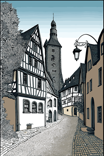 German village, pdf vector drawing