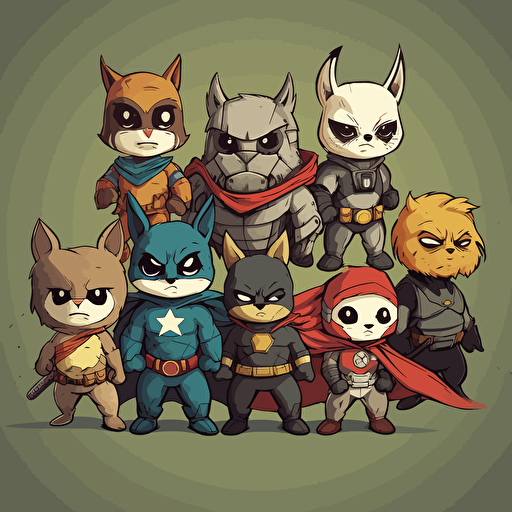 cartoon superheros as animal drawing vector v5