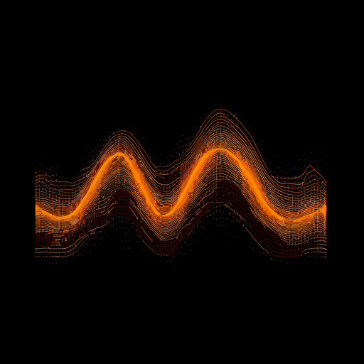 digital illustration style, black sound wave vector abstract logo, orange background
