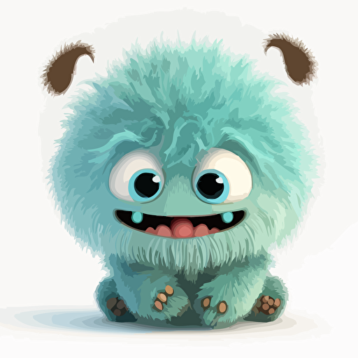 A gorgeus ukranian baby fur monster, smiling, white background, vector art , pixar style