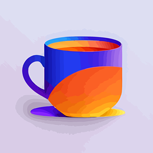 flat vector logo of cup, blue purple orange gradient, simple minimal, by Ivan Chermayeff