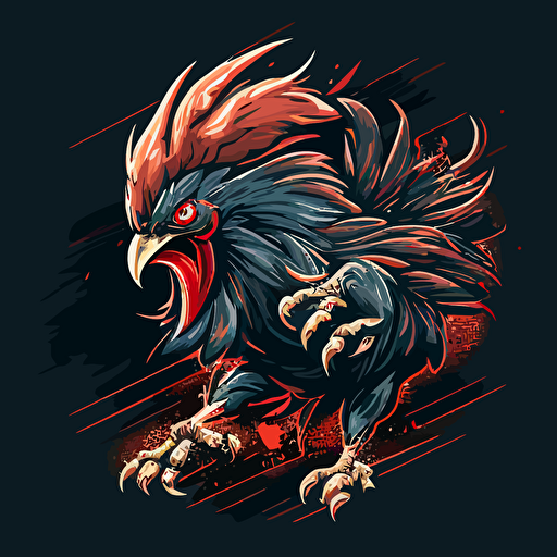 logo of an offroading angry rooster, vector, illustration