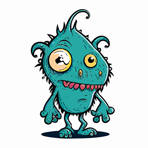 cartoon monster hand drawn outline, color book style , vector