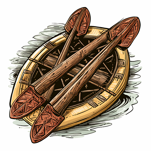 a vector drawing of crossed boat paddles