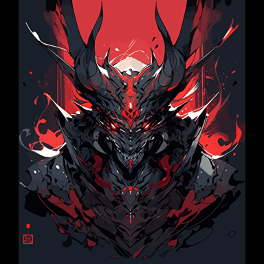 a red demon with horns and wings on a black background, vector art by Sun Kehong, behance contest winner, lyco art, behance hd, 2d game art, detailed painting