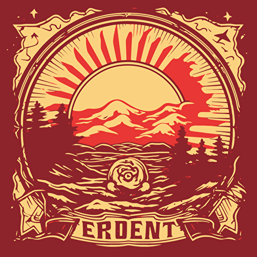 red and white retro sunset vector design, using red and cream tone colors, fraternity theme