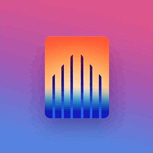 flat vector logo of fence, gate, blue purple orange gradient, simple minimal, by Ivan Chermayeff