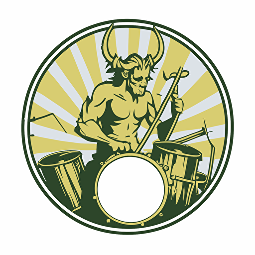 faun playing in a band, vector logo, vector art, emblem, simple cartoon, 2d, no text, white background