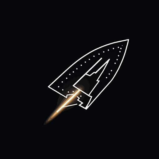 retro iconic logo of a mouse cursor hit by light, white vector, on black background