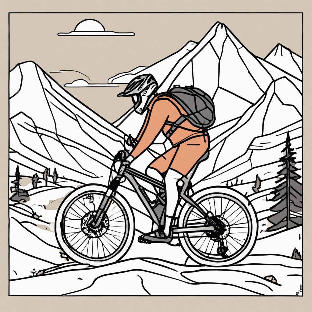 a person riding a mountain bike, illustration in the style of Matt Blease, illustration, flat, simple, vector