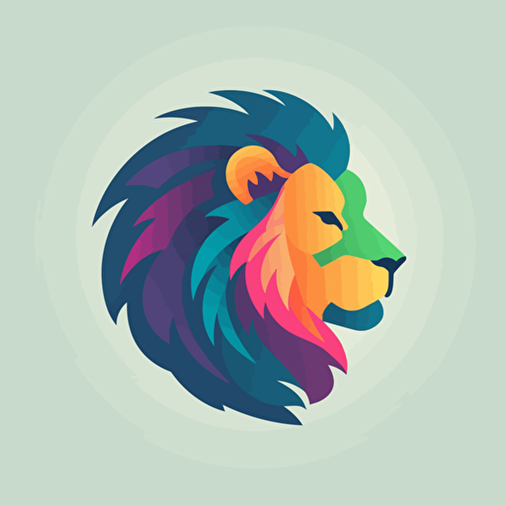 flat, vector, logo, lion head, facing right, modern, reliable colors,