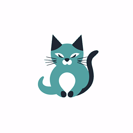 Cat, simple minimalist vectorized logo, cute, Flat style. white background