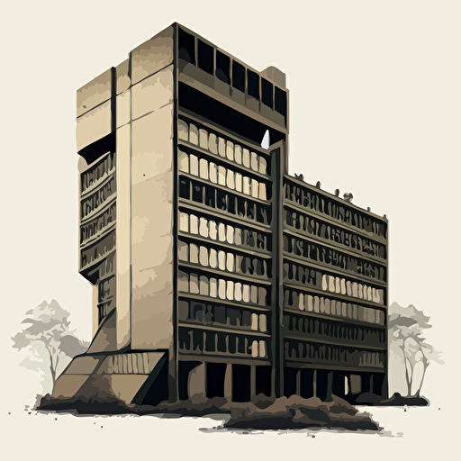 brutalism building vector art