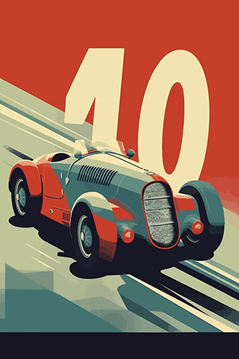 1940 race car event poster, minimalistic vector,