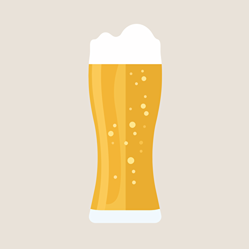 beer in glass, vector, flat design, simple, no background