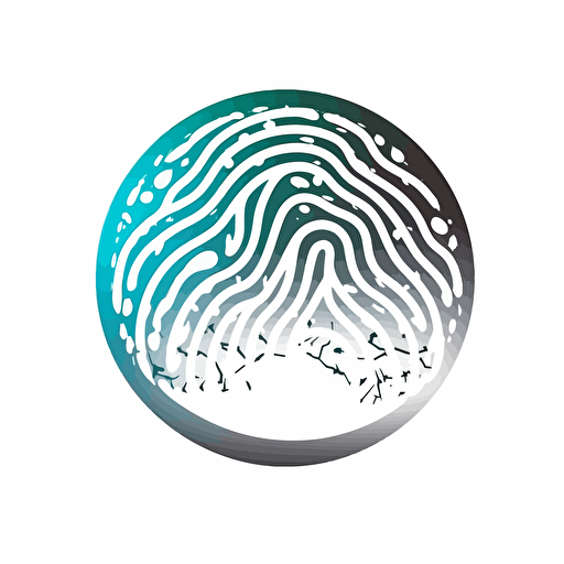 a logo for a forensics lab, fingerprint, dna strand, 2d, vectorial, white background,