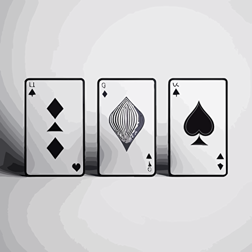 minimal line Logo of 3 PlayingCards , minimalistic, Vector, Simple, transparent, black and white, sketchy, cartoony, shadows, no details, futuristic