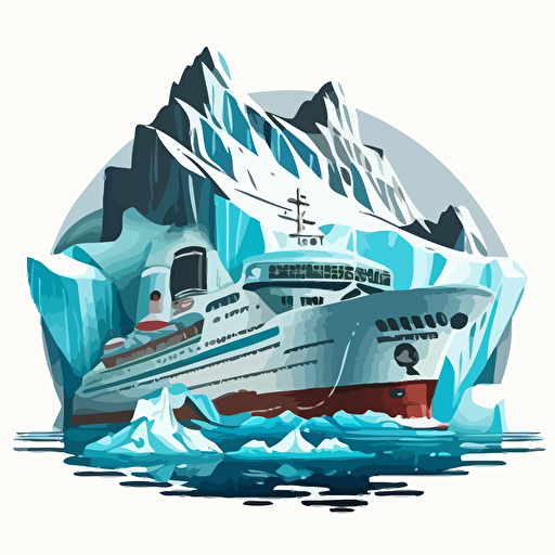 cartoon cruise ship glacier vector style