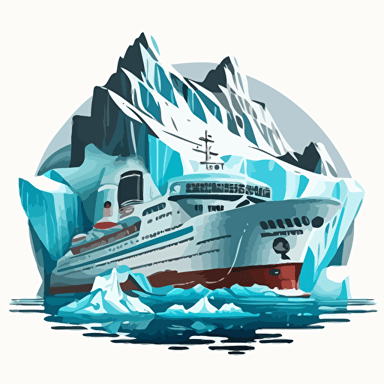 cartoon cruise ship glacier vector style