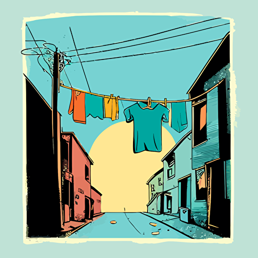 Clothes Line, Clothes Hanging to Dry, vector, nice color