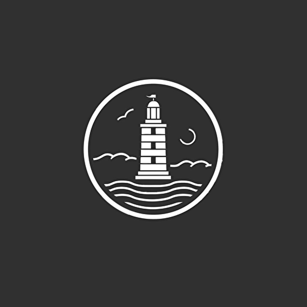 minimal line logo of a lighthouse, vector