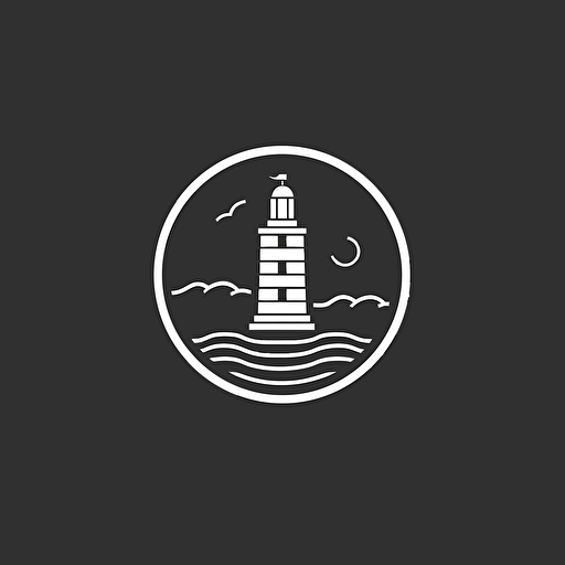 minimal line logo of a lighthouse, vector