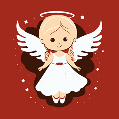 vector image, cute angel girl in white dress