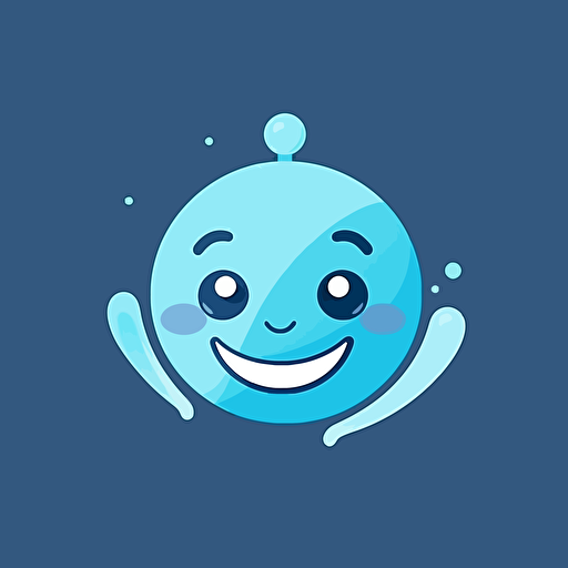 Logo of a company, flat design, illustration, vector, drop of water, smiling, blue colors
