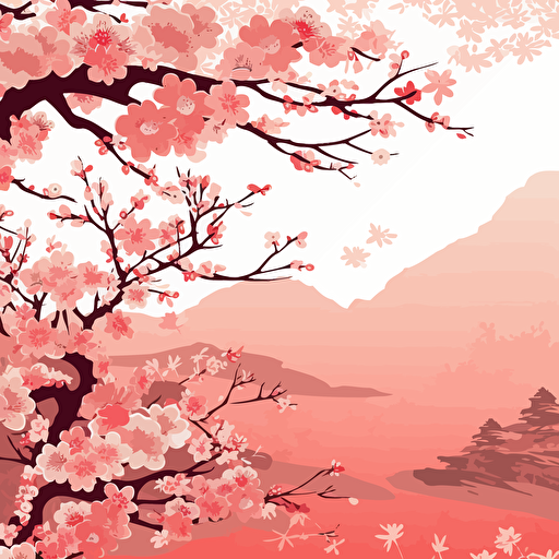 vector art, japanese cherry blossoms, 2D