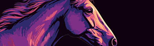vector style illustration of a horse, facing left, highlights of purple,