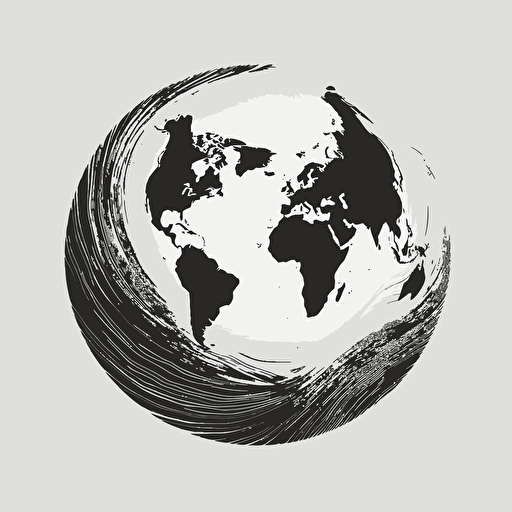 vector, globe, map monde, minimalist, black and white