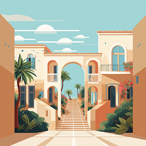 Vector minimal Mediterranean style architecture
