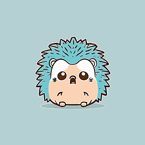 cute hedgehog with angry facial expression kawaii style, vector, simple, high-quality