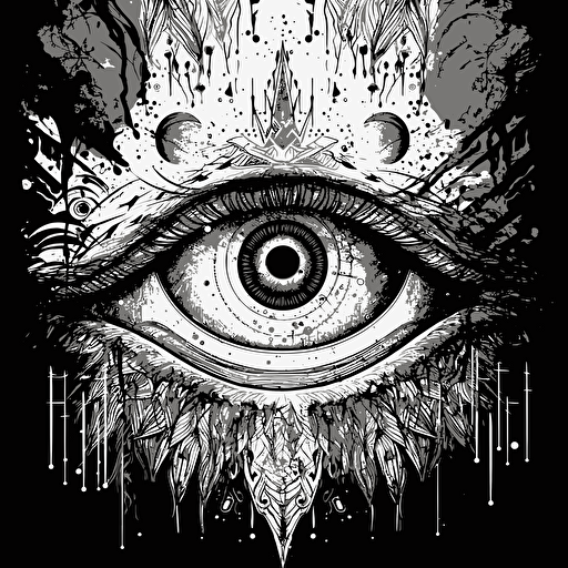 black and white vector eye design illustration high quality and mystical look v5.1