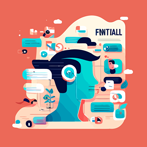 an illustration showing personalized content feed on social media, illustration, vector, minimalist,