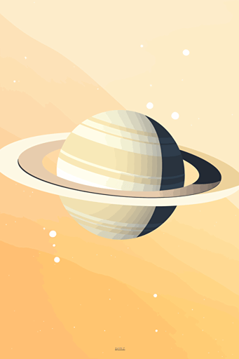 minimalistic vector flat illustration of saturn, white background,