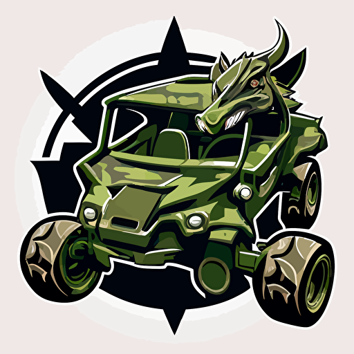 warthog, camo, go-kart, vector logo, vector art, emblem, simple, cartoon, 2d