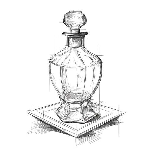 perfume bottle standing in a glass stand, vector, a simple drawing, q 2